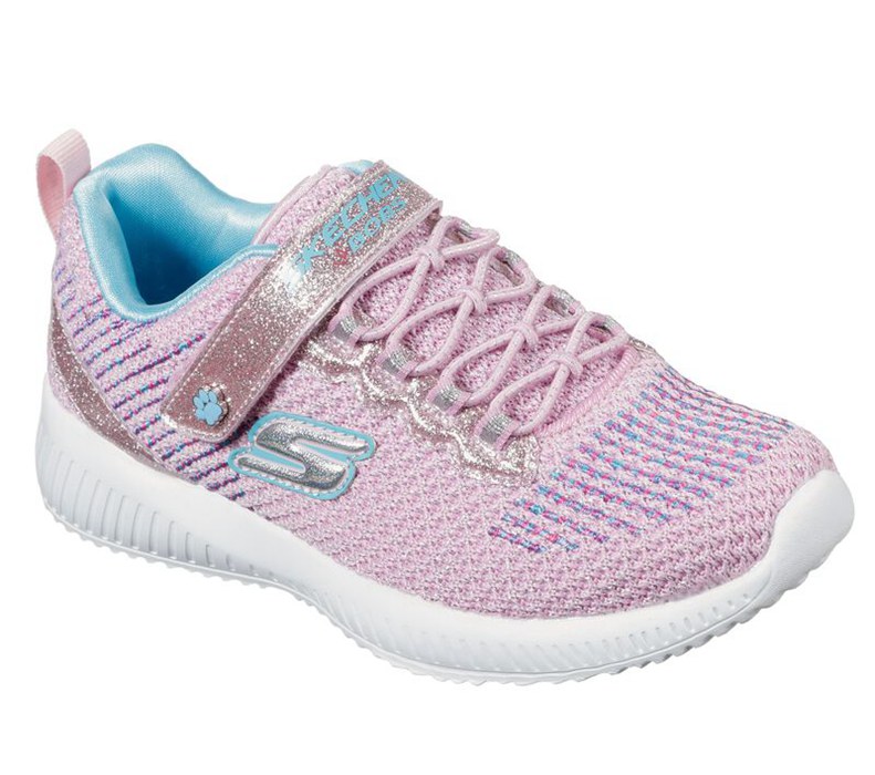 Skechers Lil Bobs Sport Squad - Glitter Madness - Girls Sneakers Pink/Turquoise [AU-CY2799]